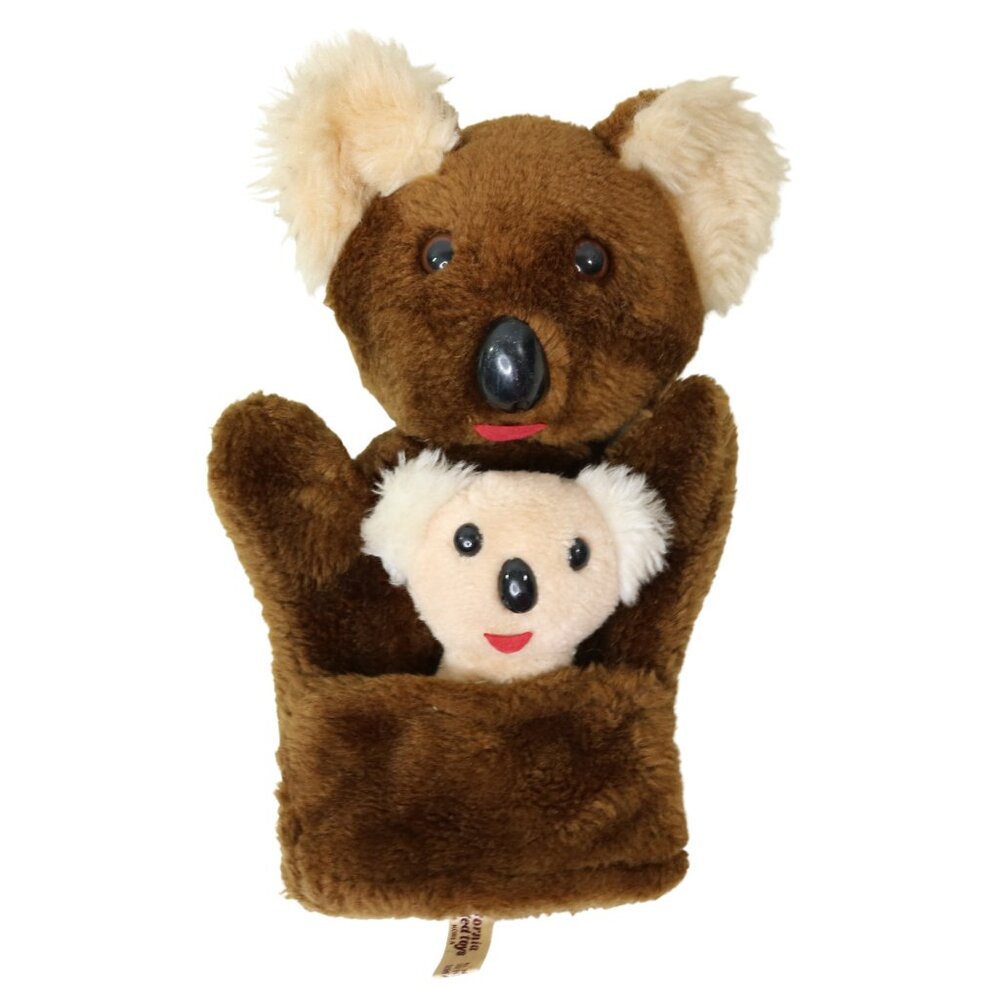 California Stuffed Toys Koala Mom and Baby Joey Plush Puppet Toy Vintage